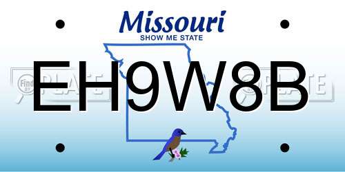 EH9W8B Missouri License Plate