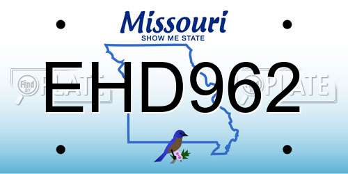 EHD962 Missouri License Plate