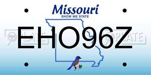 EHO96Z Missouri License Plate