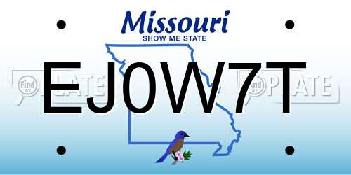 EJ0W7T Missouri License Plate