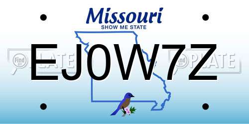 EJ0W7Z Missouri License Plate