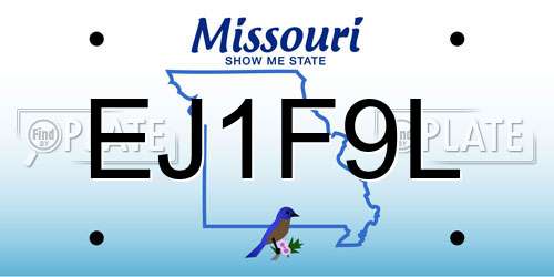 EJ1F9L Missouri License Plate