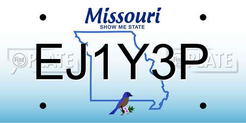 EJ1Y3P Missouri License Plate