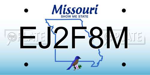 EJ2F8M Missouri License Plate