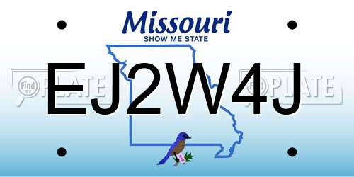 EJ2W4J Missouri License Plate