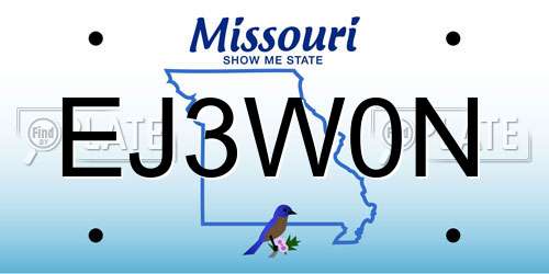 EJ3W0N Missouri License Plate