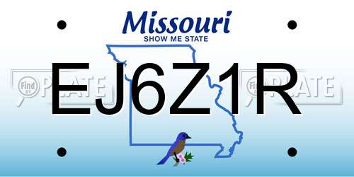 EJ6Z1R Missouri License Plate