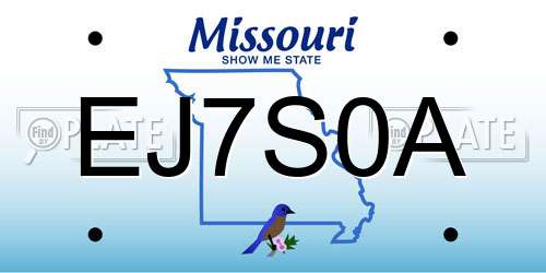 EJ7S0A Missouri License Plate