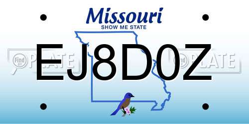 EJ8D0Z Missouri License Plate