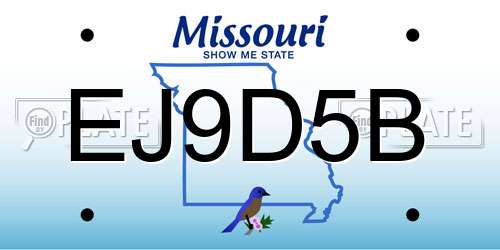 EJ9D5B Missouri License Plate