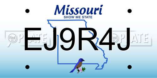 EJ9R4J Missouri License Plate