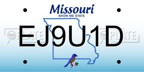 EJ9U1D Missouri License Plate