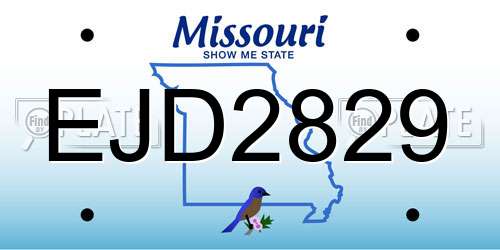 EJD2829 Missouri License Plate