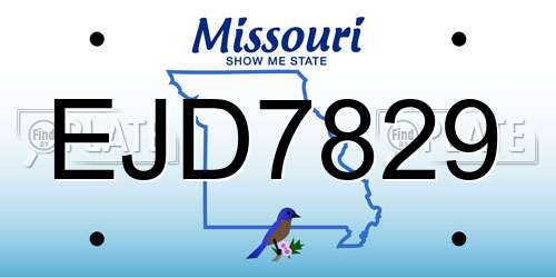 EJD7829 Missouri License Plate