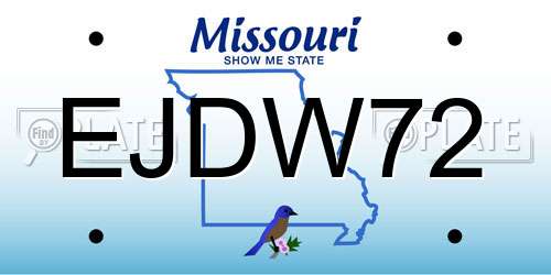 EJDW72 Missouri License Plate