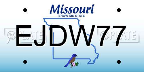 EJDW77 Missouri License Plate