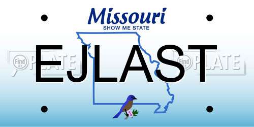 EJLAST Missouri License Plate