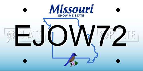 EJOW72 Missouri License Plate