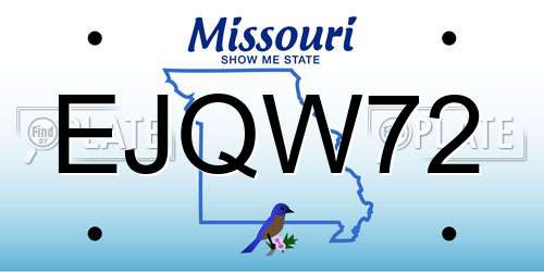 EJQW72 Missouri License Plate