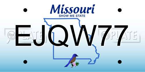 EJQW77 Missouri License Plate