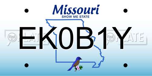 EK0B1Y Missouri License Plate