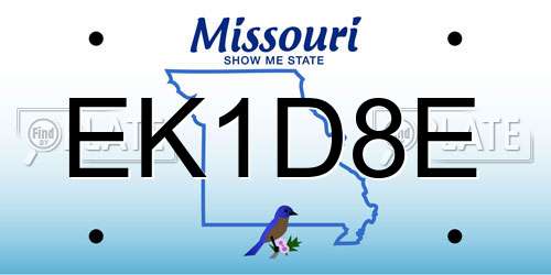 EK1D8E Missouri License Plate