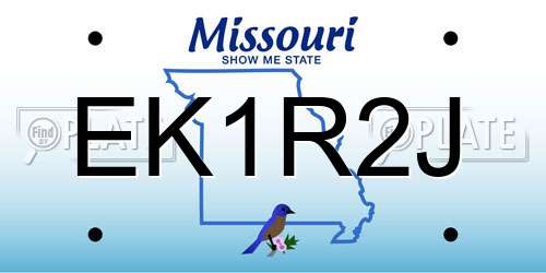 EK1R2J Missouri License Plate