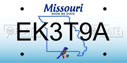 EK3T9A Missouri License Plate