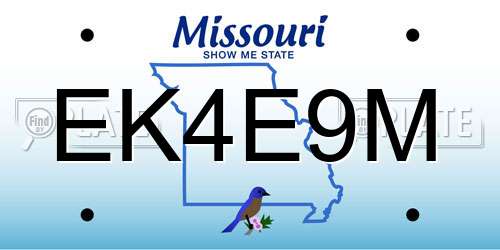 EK4E9M Missouri License Plate
