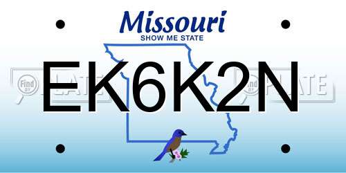 EK6K2N Missouri License Plate