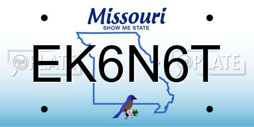 EK6N6T Missouri License Plate