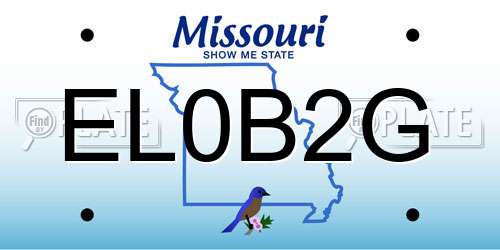 EL0B2G Missouri License Plate