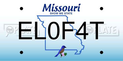 EL0F4T Missouri License Plate