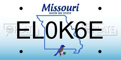 EL0K6E Missouri License Plate