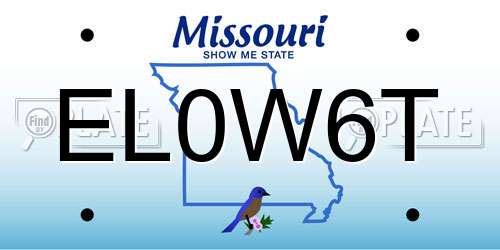 EL0W6T Missouri License Plate