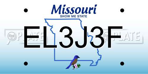 EL3J3F Missouri License Plate