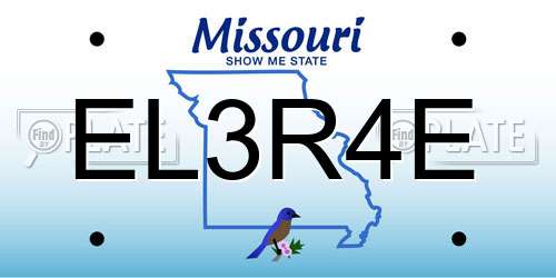 EL3R4E Missouri License Plate