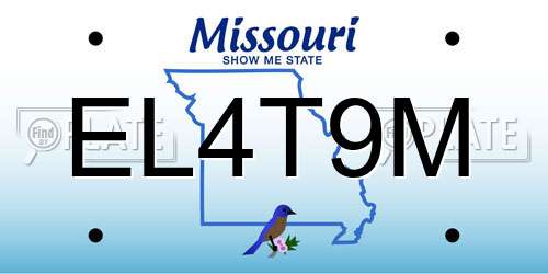 EL4T9M Missouri License Plate