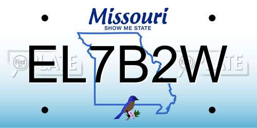 EL7B2W Missouri License Plate