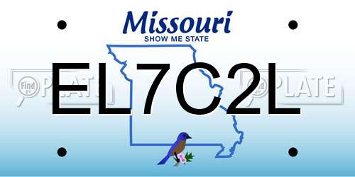 EL7C2L Missouri License Plate