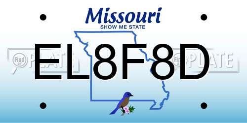 EL8F8D Missouri License Plate