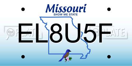 EL8U5F Missouri License Plate