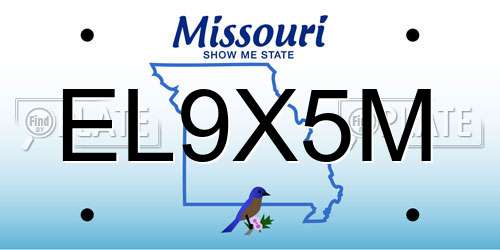 EL9X5M Missouri License Plate