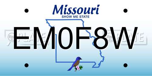 EM0F8W Missouri License Plate