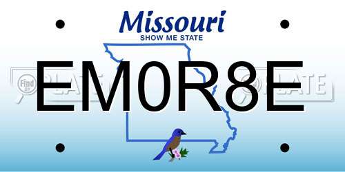 EM0R8E Missouri License Plate