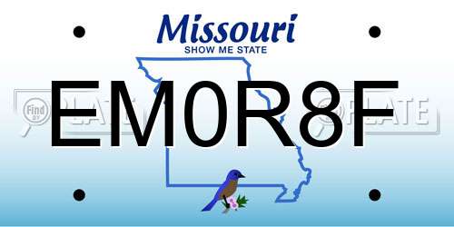 EM0R8F Missouri License Plate