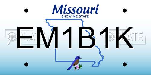 EM1B1K Missouri License Plate