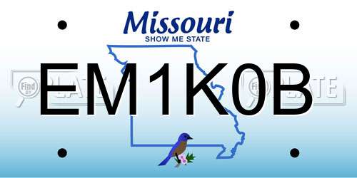 EM1K0B Missouri License Plate