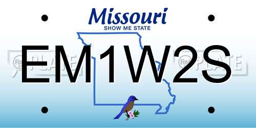 EM1W2S Missouri License Plate