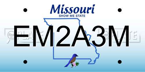 EM2A3M Missouri License Plate